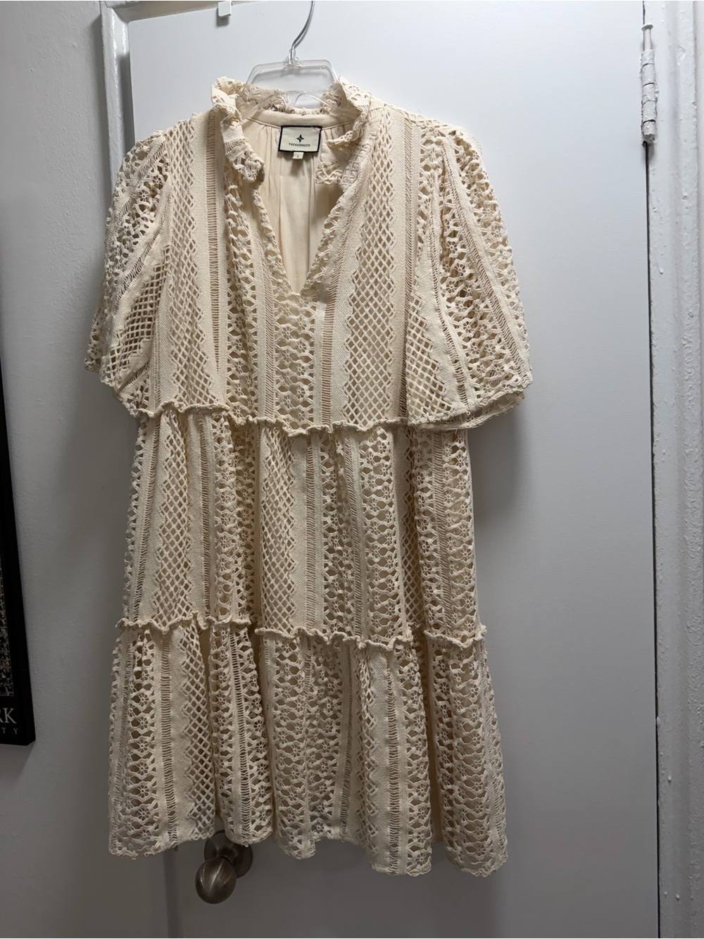 Tuckernuck Sand Crochet Crawford Tiered Mini Dress